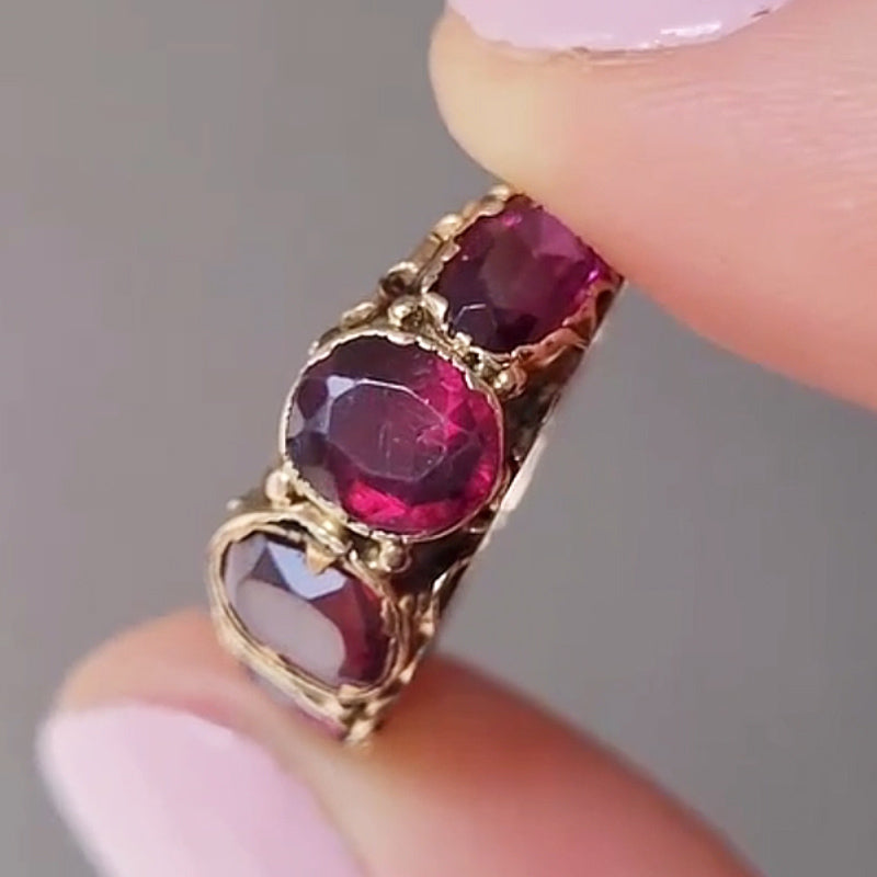 2.5ctw Oval and Pear Cut Garnet Ring -JOSHINY