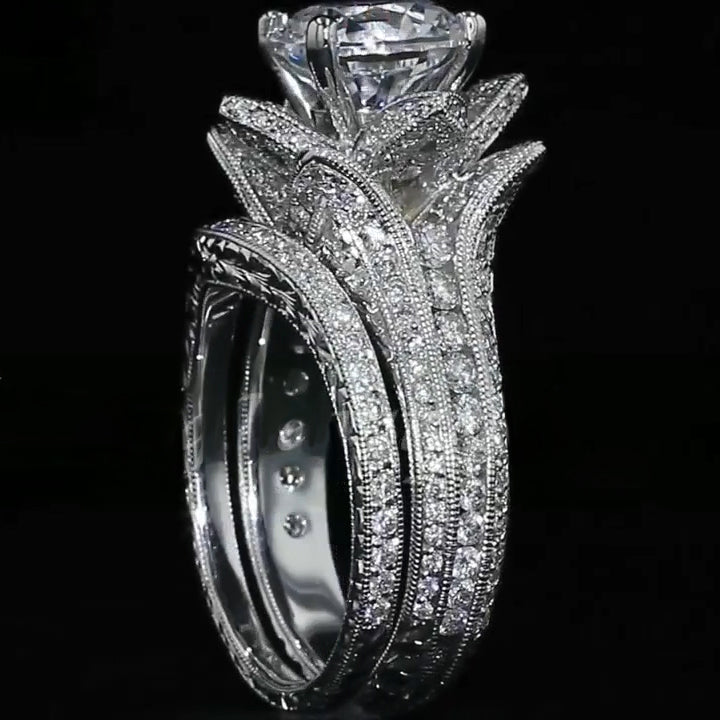 6.0ctw Round Cut Blooming Flower Diamond Engagement Ring -JOSHINY