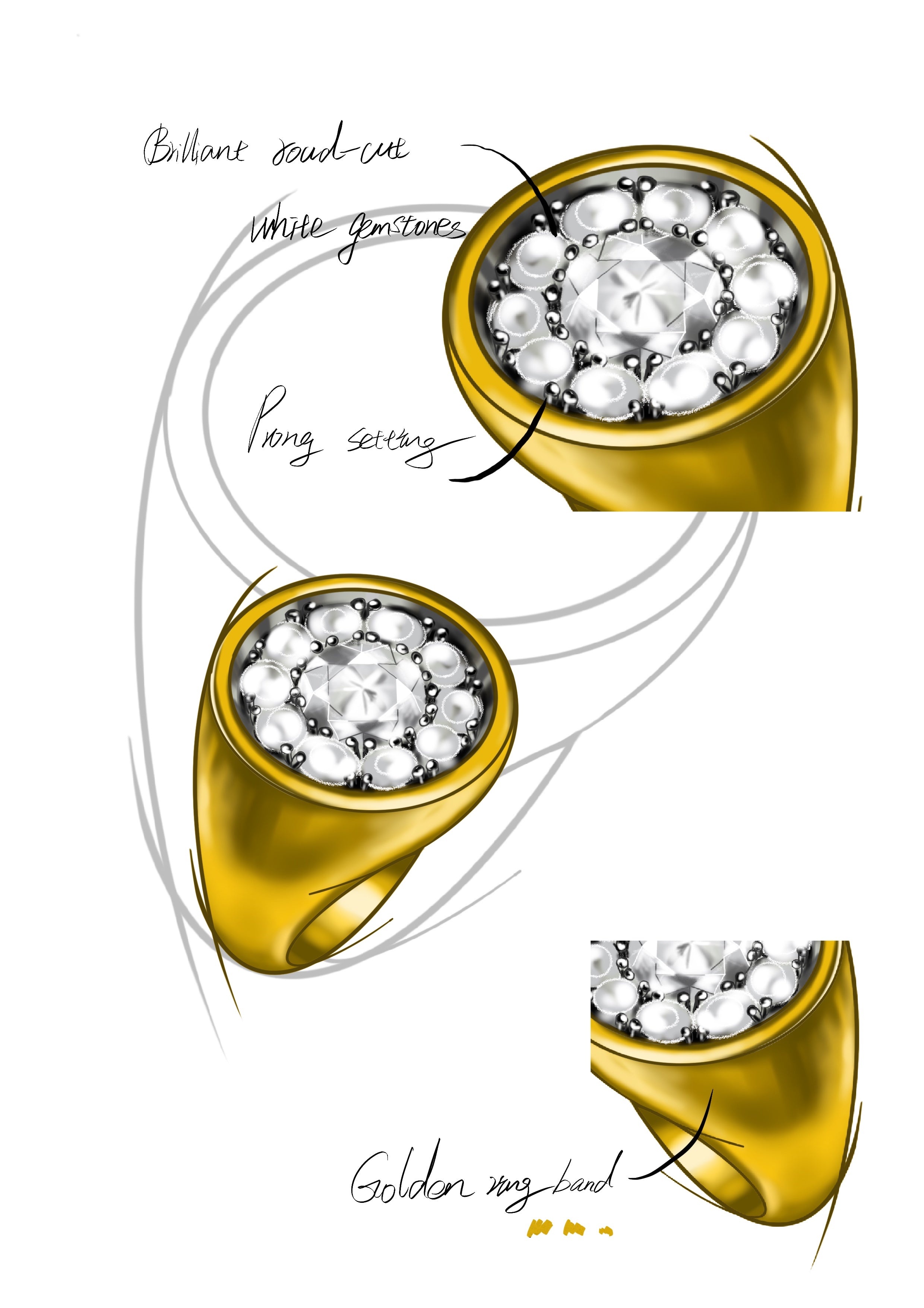 5.5 ctw Round Cut White Gemstone Stamp Engagement Ring -joshiny