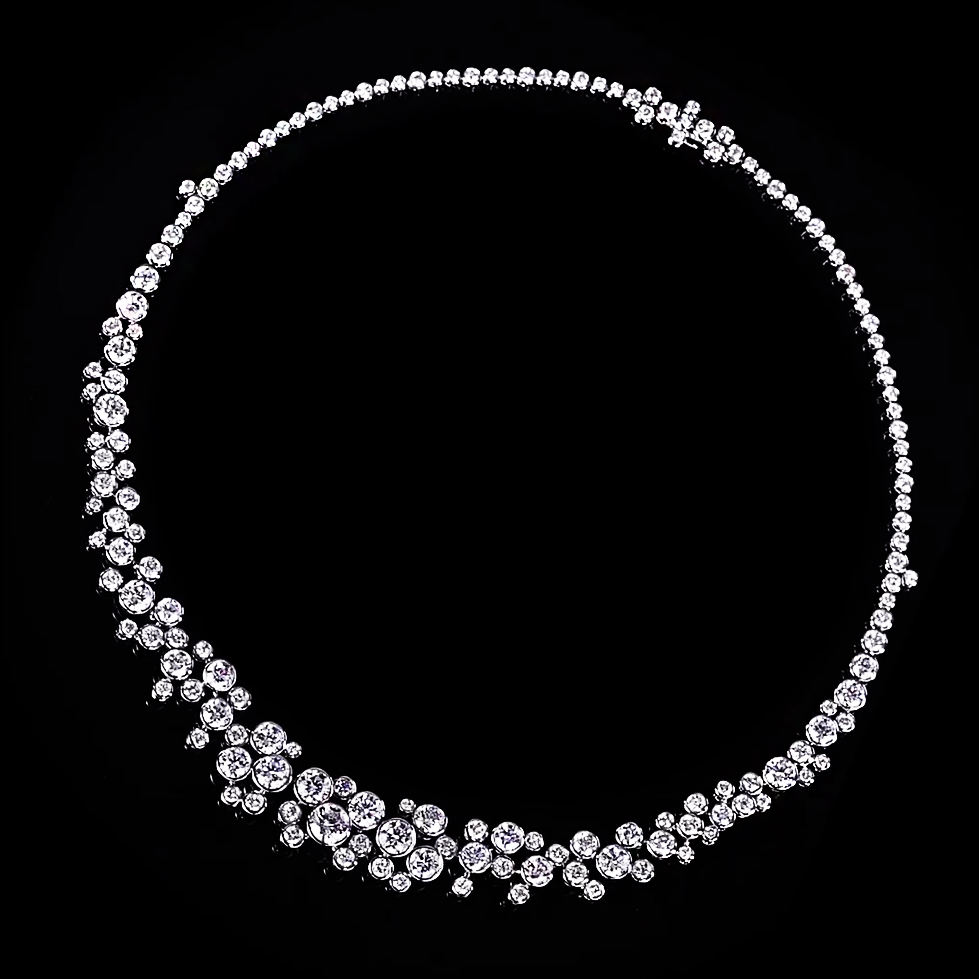 Gorgeous 20 ctw Round Cut White Gemstone Full Set Necklace -JOSHINY