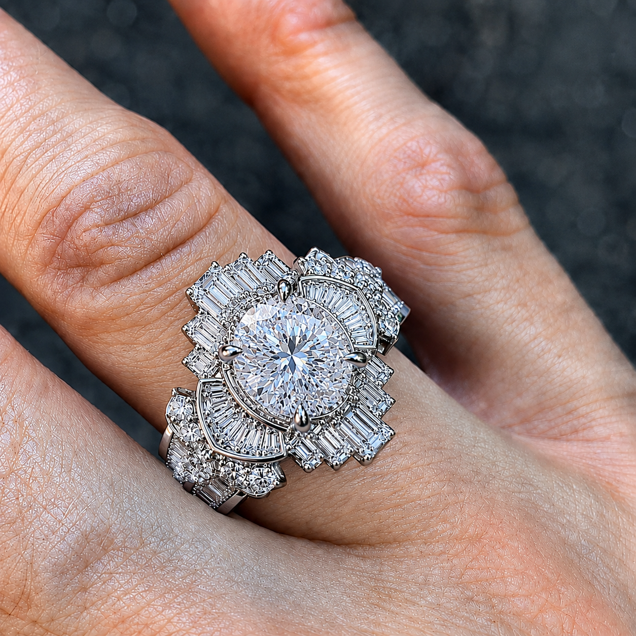 3CTW Oval Cut White Cubic Zirconia Delicate 925 Sterling Silver Engagement Ring-Joshiny