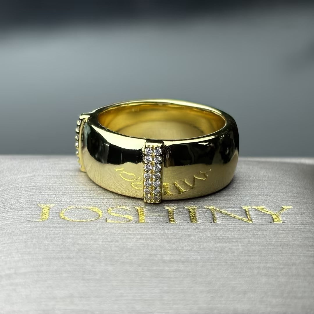 0.5Ctw Wide Band Gemstone Ring with Sparkling Star Halo-JOSHINY