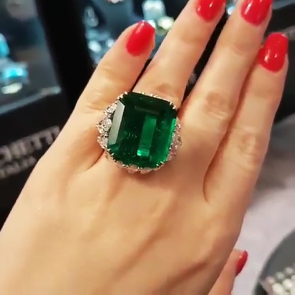 16ct Spectacularly Captivating Emerald Gemstone Ring -JOSHINY