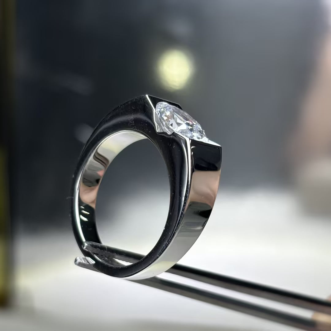 Simple 3 ctw Oval Cut White Gemstone Fashion Engagement Ring -JOSHINY