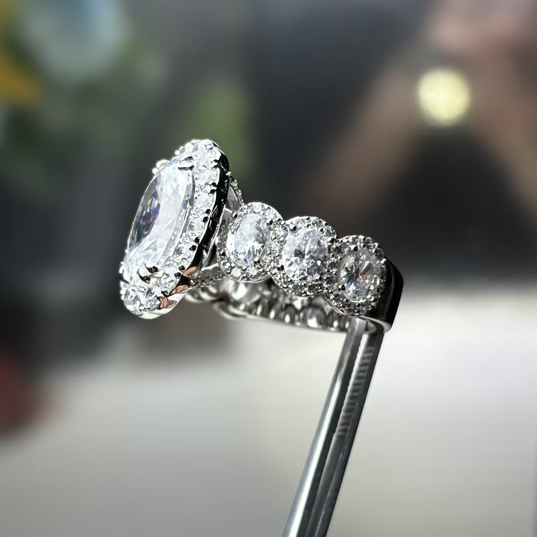 7ctw Oval Cut Hidden Halo Gemstone Engagement Ring -JOSHINY