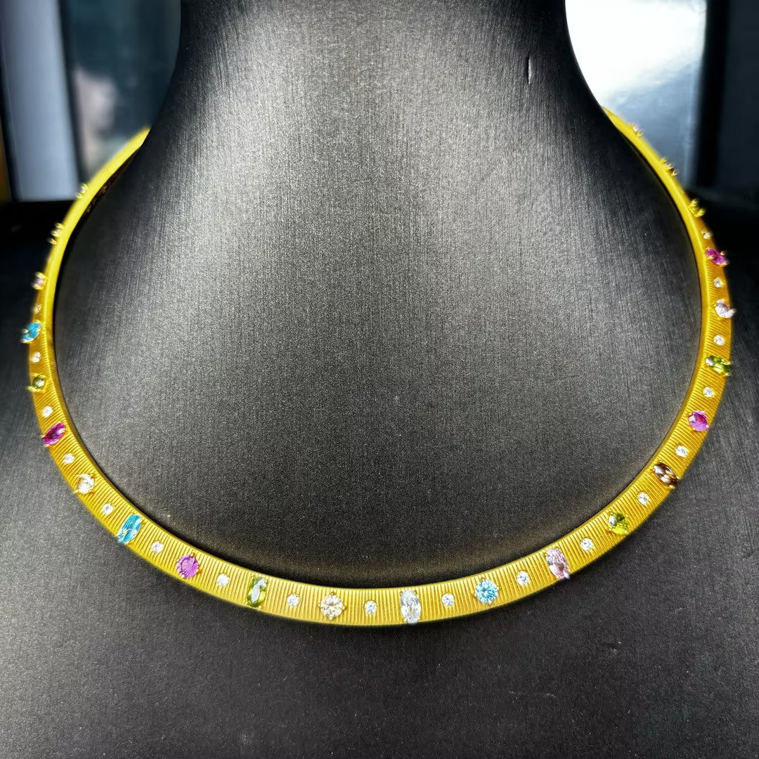 7Ctw Multi-color Gemstone Necklace-JOSHINY