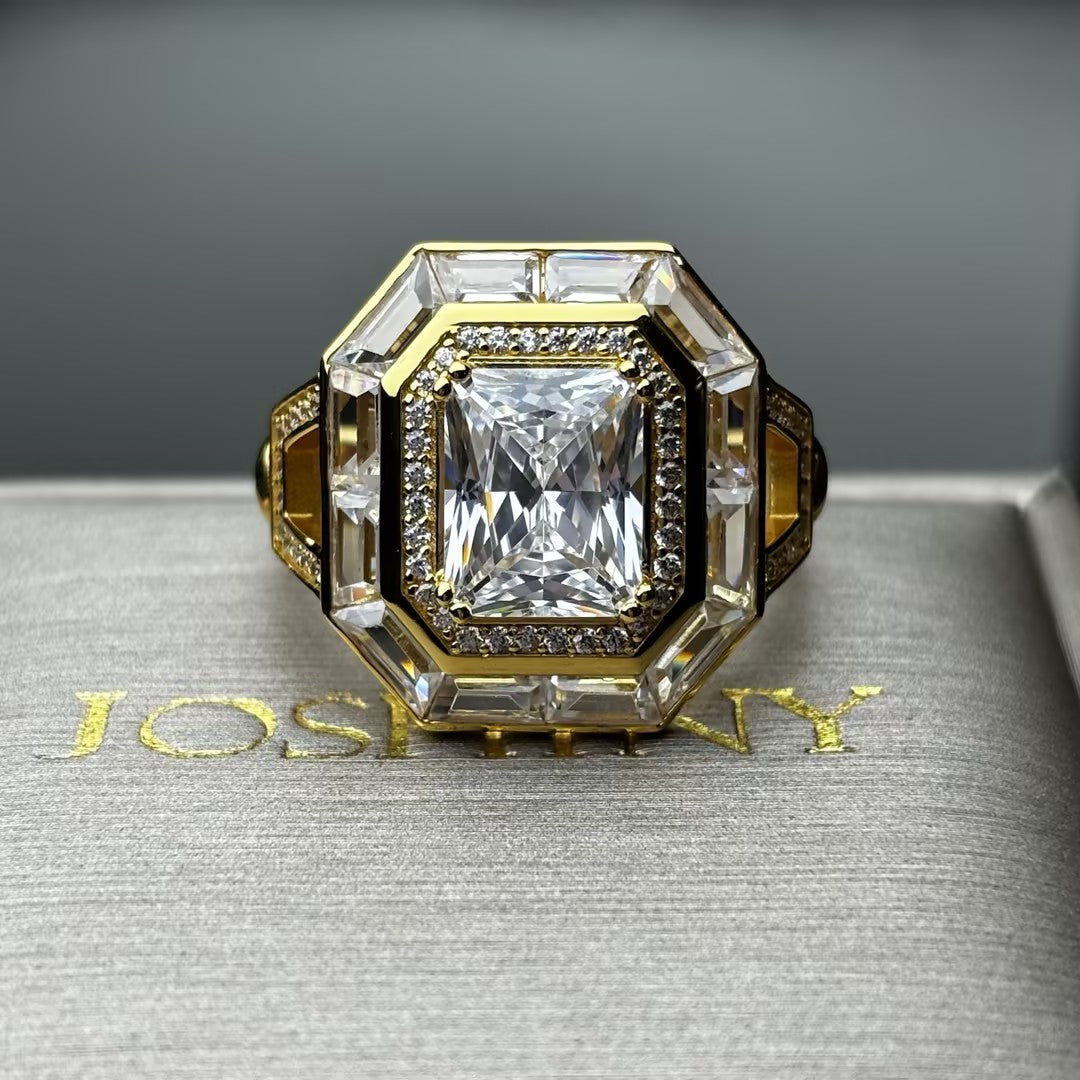 5 CTW Cushion Cut White Cubic Zirconia 925 Sterling Silver Ring -JOSHINY