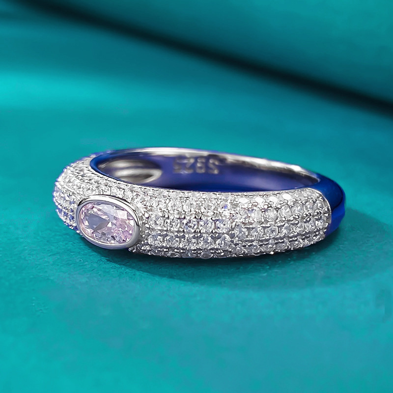 1.5ct Oval Cut Sparkling Pink Diamond Ring -JOSHINY