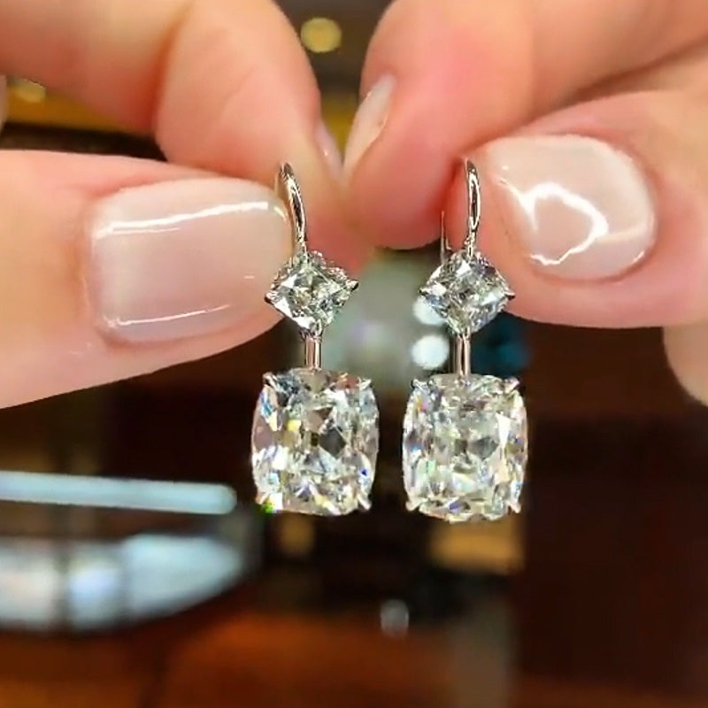 A stunning pair of 8.37ctw cushion cut earrings -JOSHINY