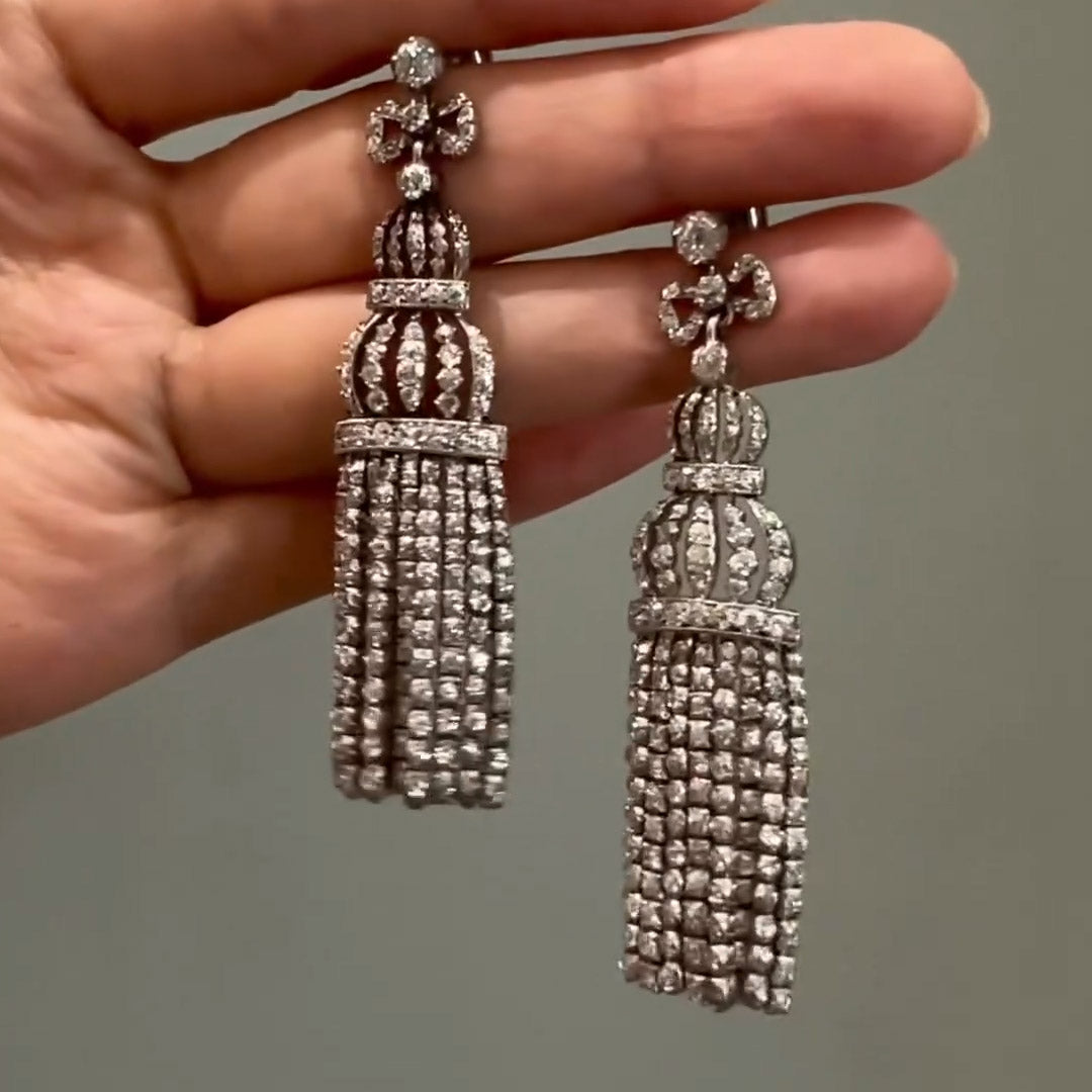 10ctw vintage tassel gemstone earrings -JOSHINY