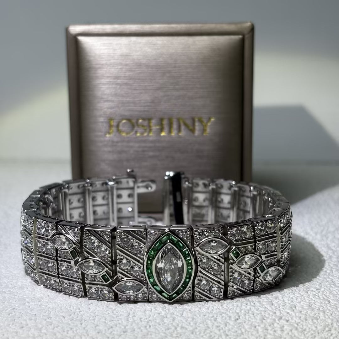 16.87ctw Marquise and Round Cut Art Deco Straight Line Bracelet-JOSHINY
