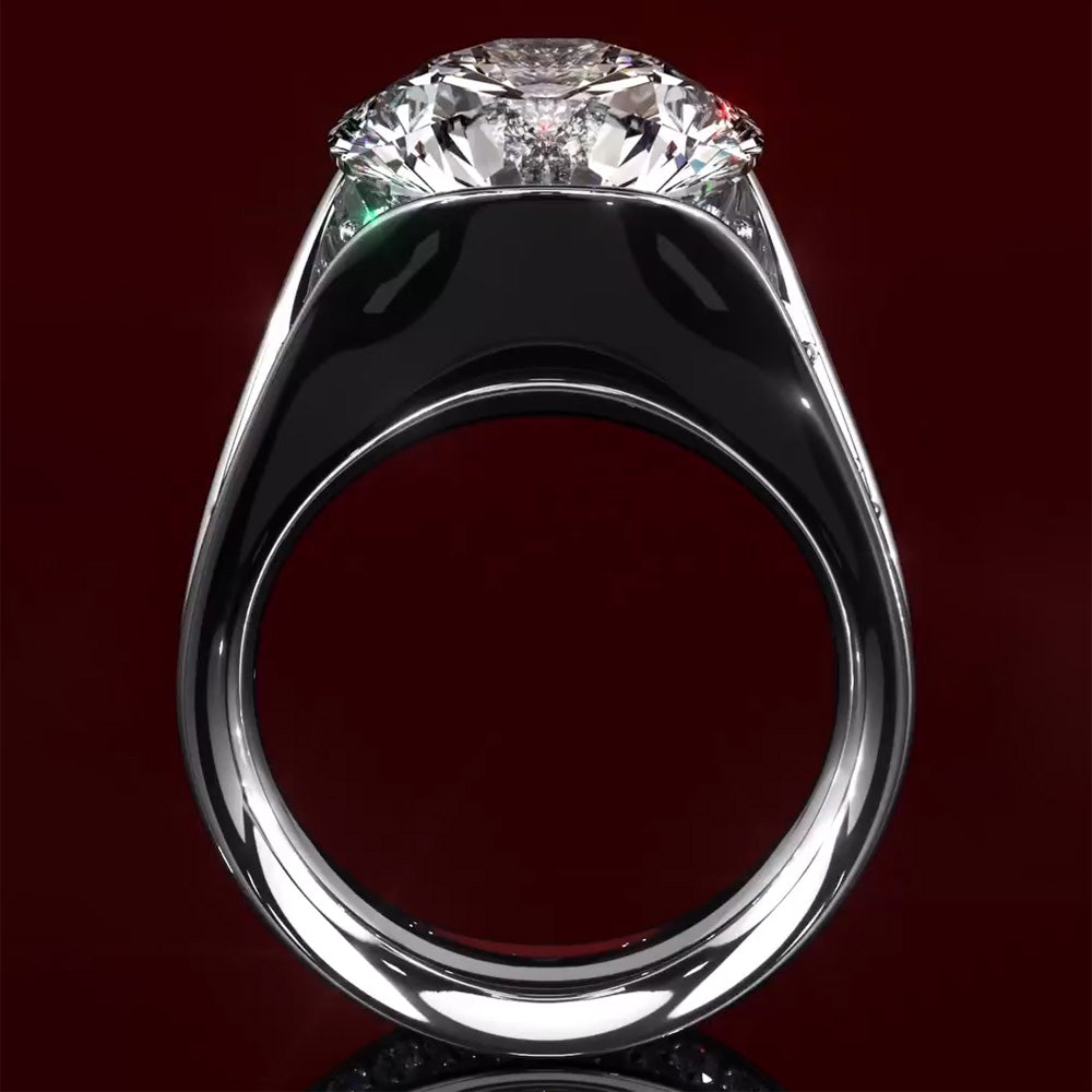 7ctw Round Cut Fluted Engagement Ring -JOSHINY