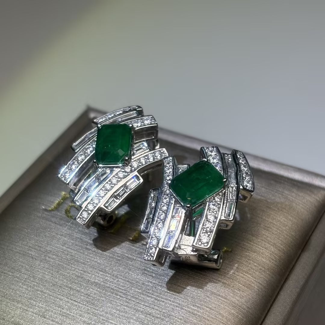 5Ctw Emerald Art Earrings-JOSHINY