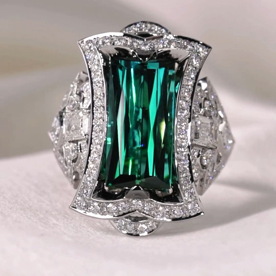 5.87ct Emerald Summer Shape Cocktail Ring -JOSHINY