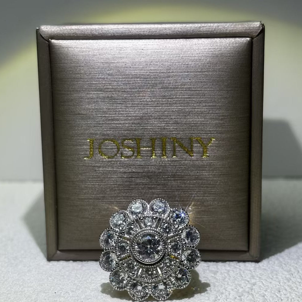 2.55 Ctw Round Cut White Cubic Zirconia 925 Sterling Silver Engagement Ring-JOSHINY