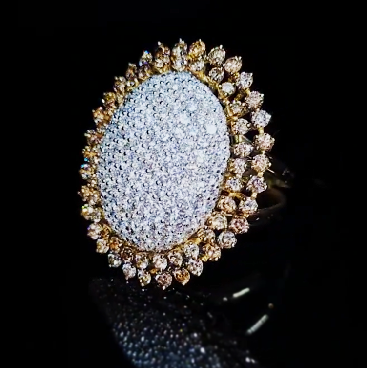 Gorgeous 4 ctw Round Cut White Gemstone Pavé Cocktail Ring -JOSHINY