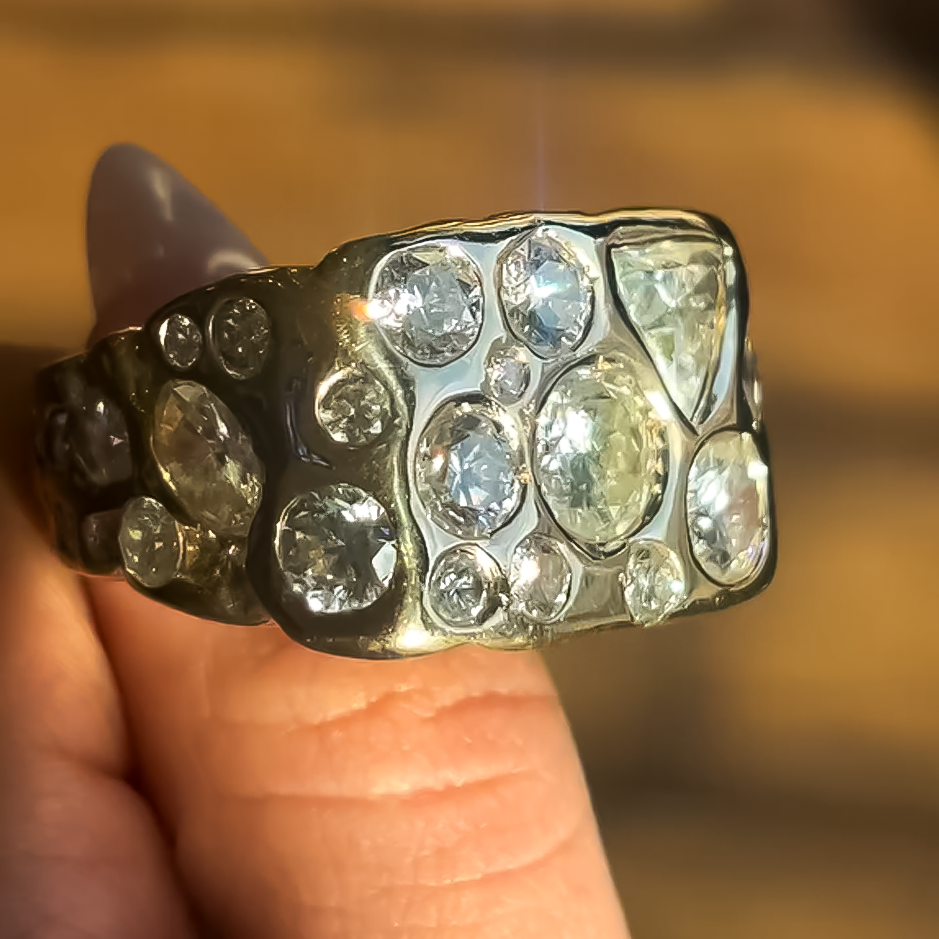 Unique 4 ctw Multi-Cut White Gemstone Multi-Stone Ring -JOSHINY