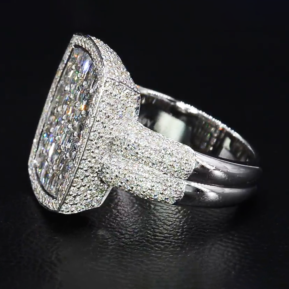 Luxury 6 ctw Square & Round White Gemstone Mosaic Pavé Ring for Men & Women -JOSHINY