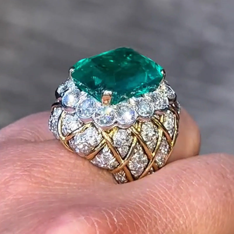 12.67ct Octagon Cut Gorgeous Emerald Ring -JOSHINY