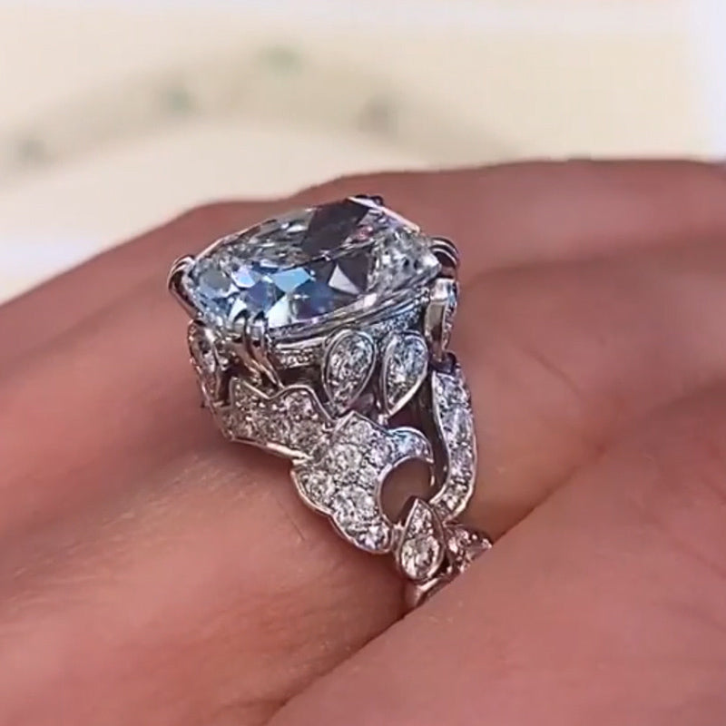 Fine 8.0ctw Elongated Cushion Cut Queen Ring-JOSHINY