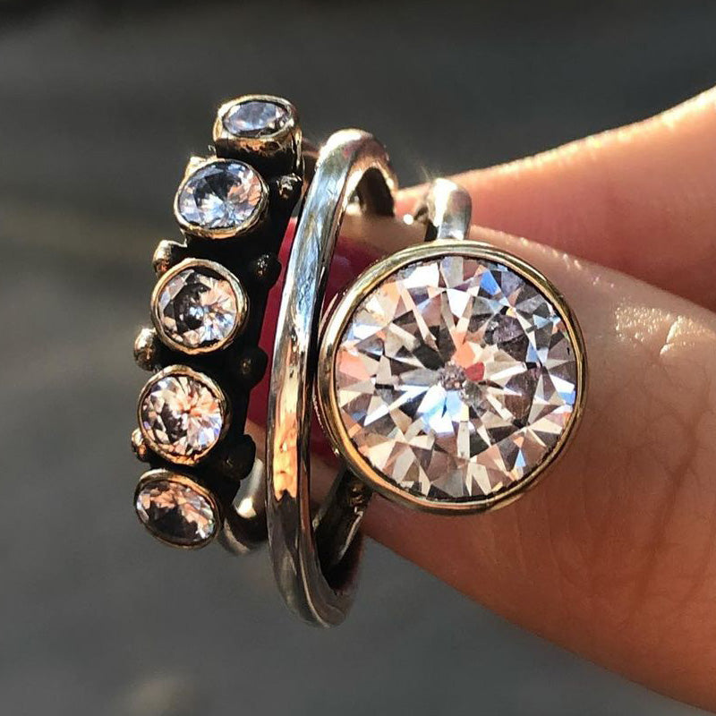 4ctw Round Cut Vintage Style Creative Ring -JOSHINY