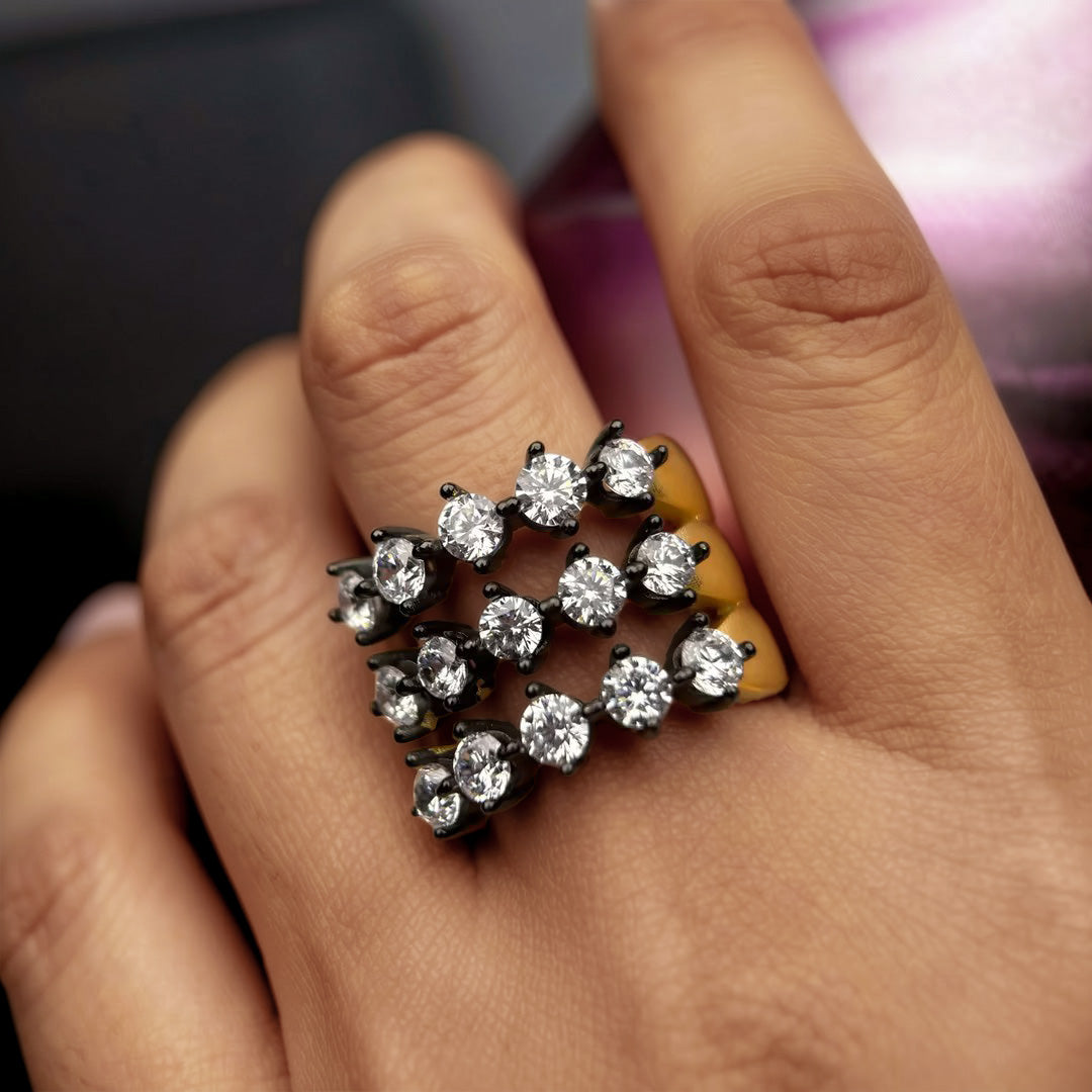 1.4 Ctw Women's Triple Row Stone Vintage Ring-JOSHINY
