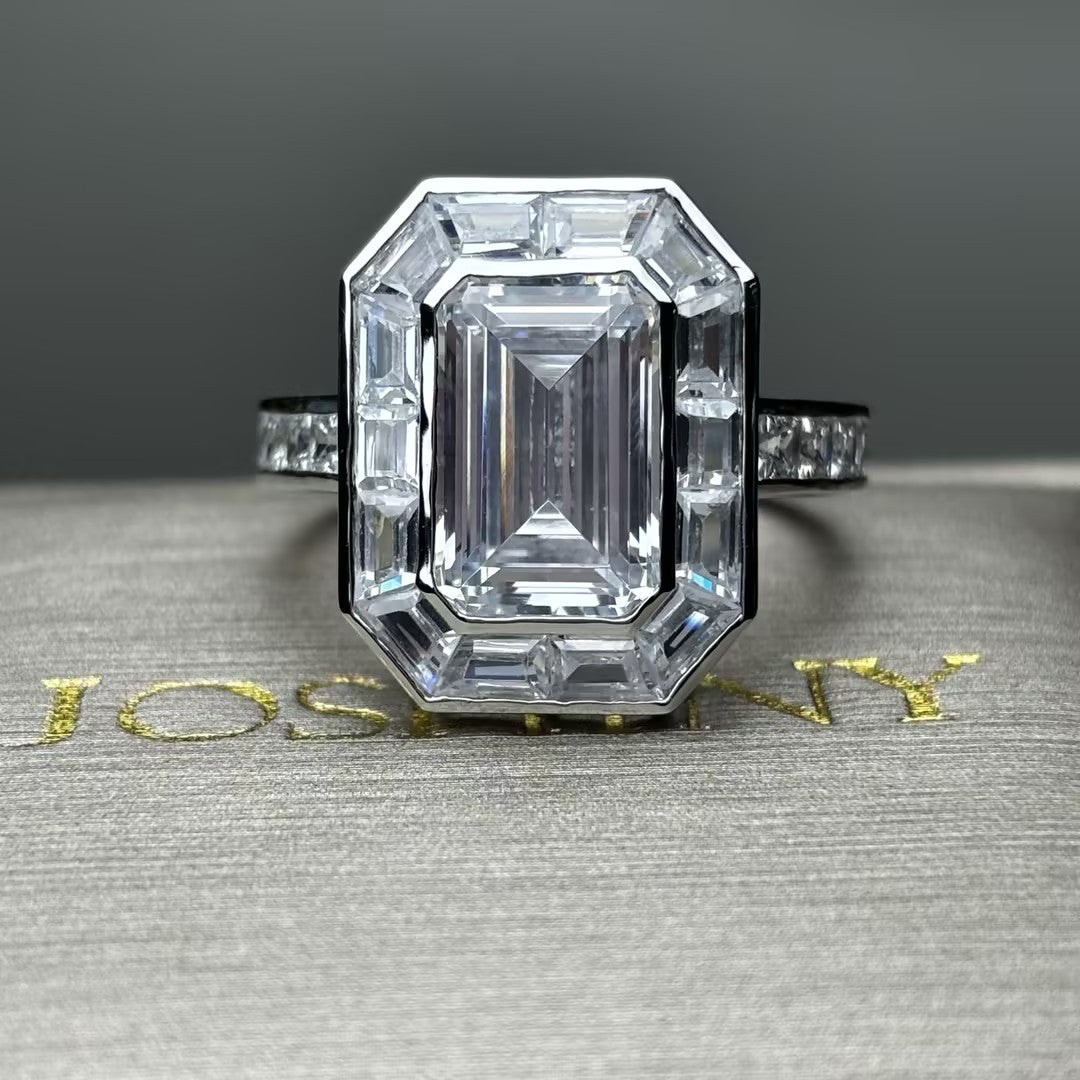 4.2ct Ultimate Emerald Cut Diamond Engagement Ring -JOSHINY