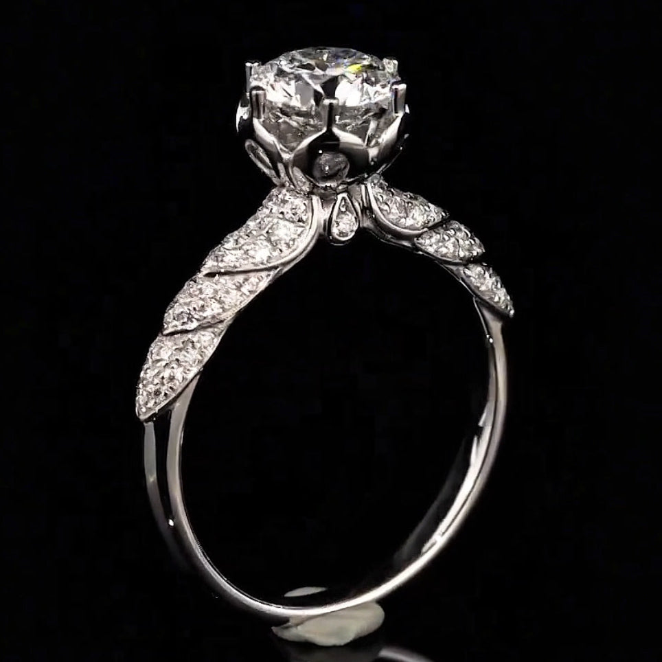 3ctw Romantic Round Cut Engagement Ring -JOSHINY