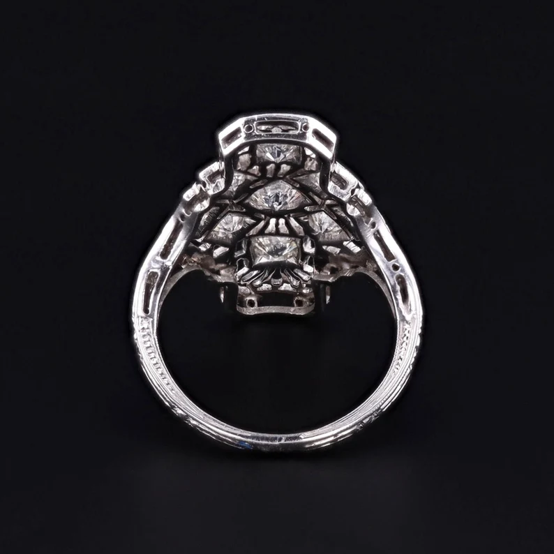 2.0ctw Sculpted Art Deco Gemstone Engagement Ring -JOSHINY