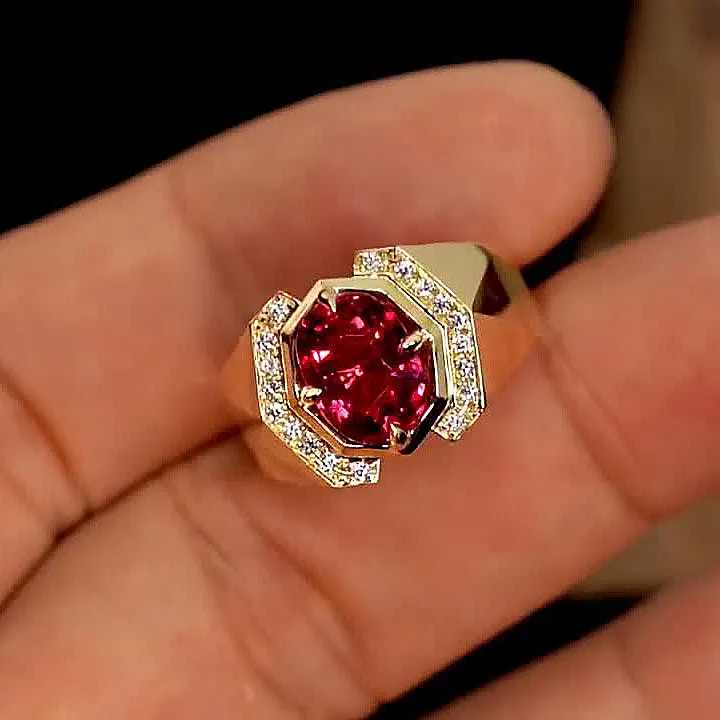 3.2ct Oval Cut Ruby Engagement Ring -JOSHINY