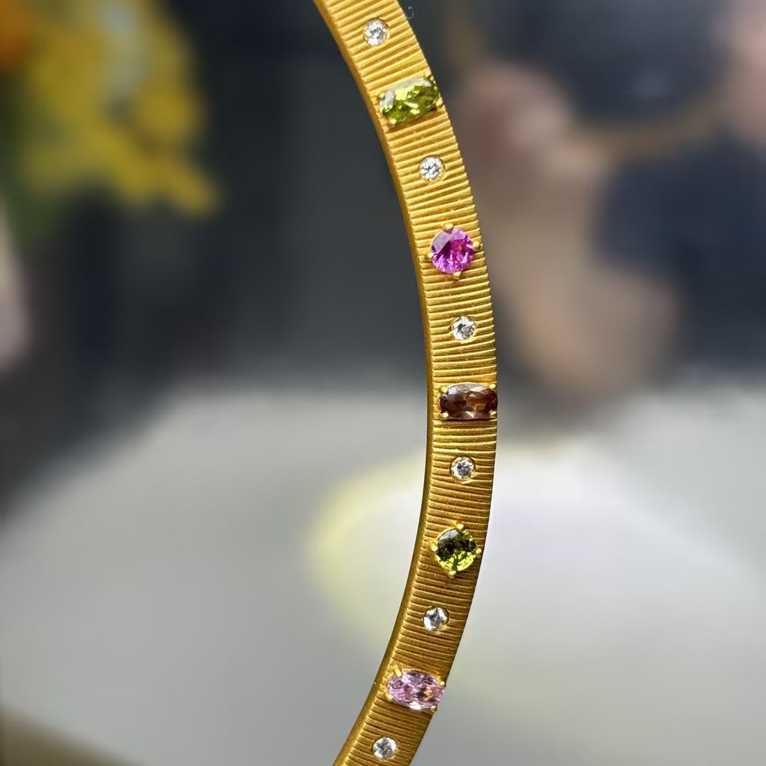 7Ctw Multi-color Gemstone Necklace-JOSHINY