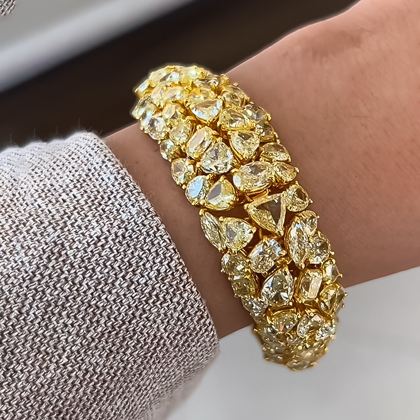 Gorgeous 20 ctw Multi-Cut Yellow Gemstone Bracelet -JOSHINY