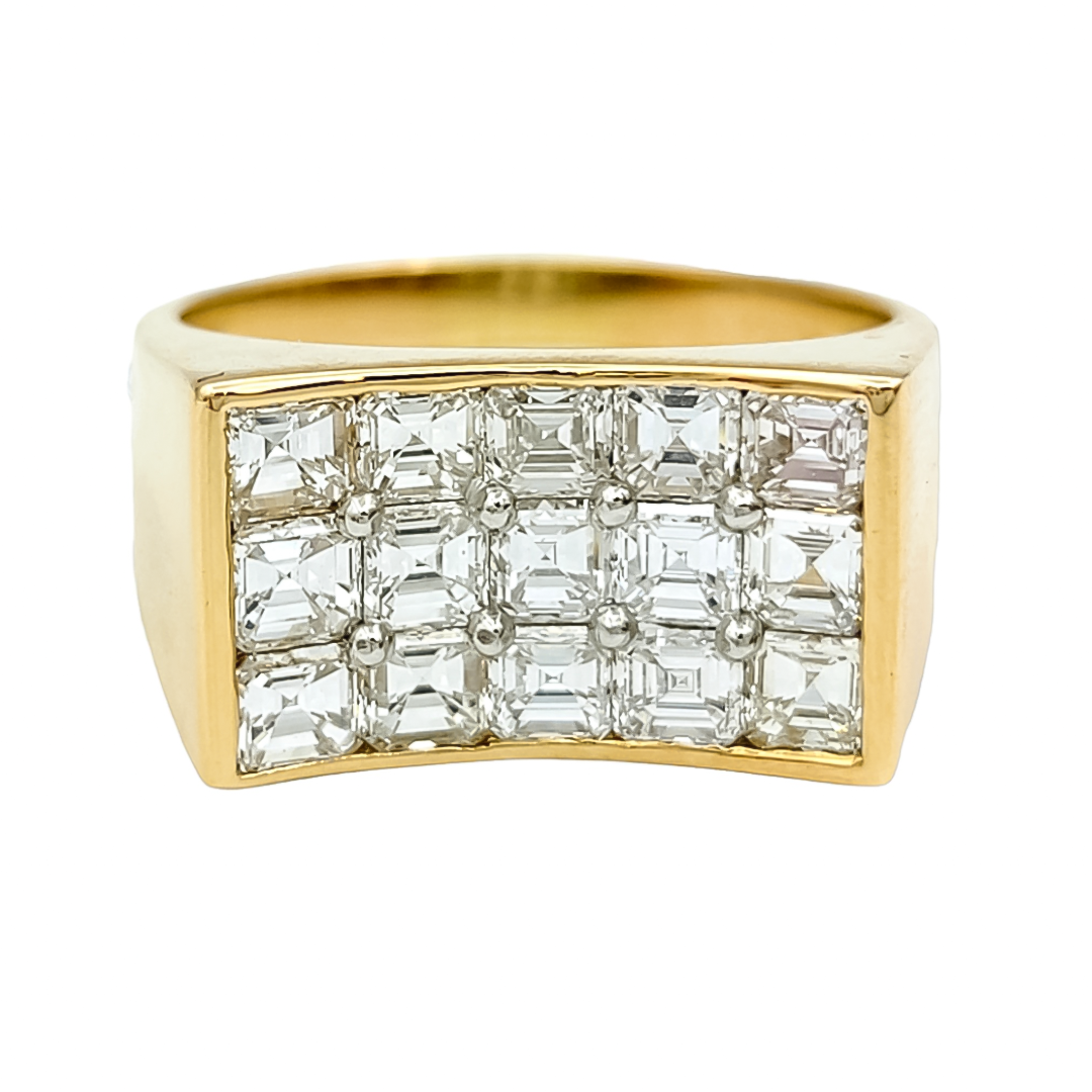 Stylish 1.5 ctw Asscher Cut White Gemstone Pave Ring -JOSHINY