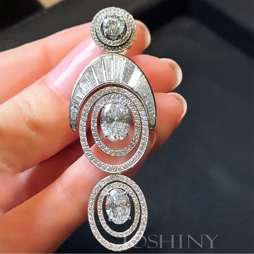 11ctw Ring Shape Line Strip Gemstone Earrings -JOSHINY