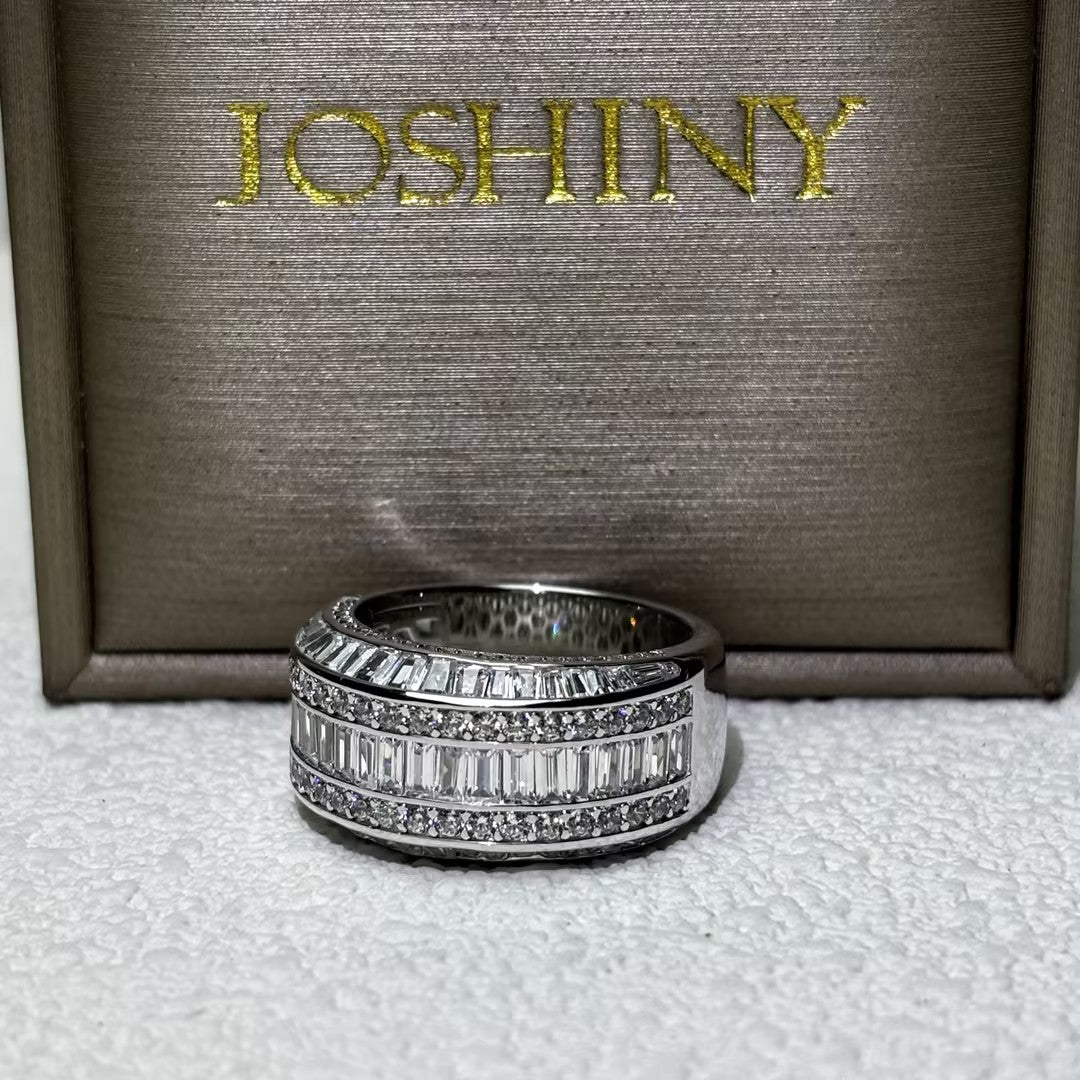 6.75 Ctw Baguette Cut White Cubic Zirconia 925 Sterling Silver Set Sparkling Band-JOSHINY