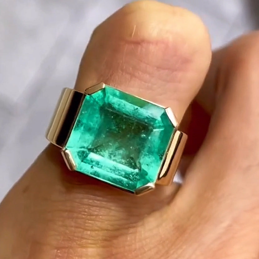 10.03ct Emerald Stamped Gemstone Ring -JOSHINY