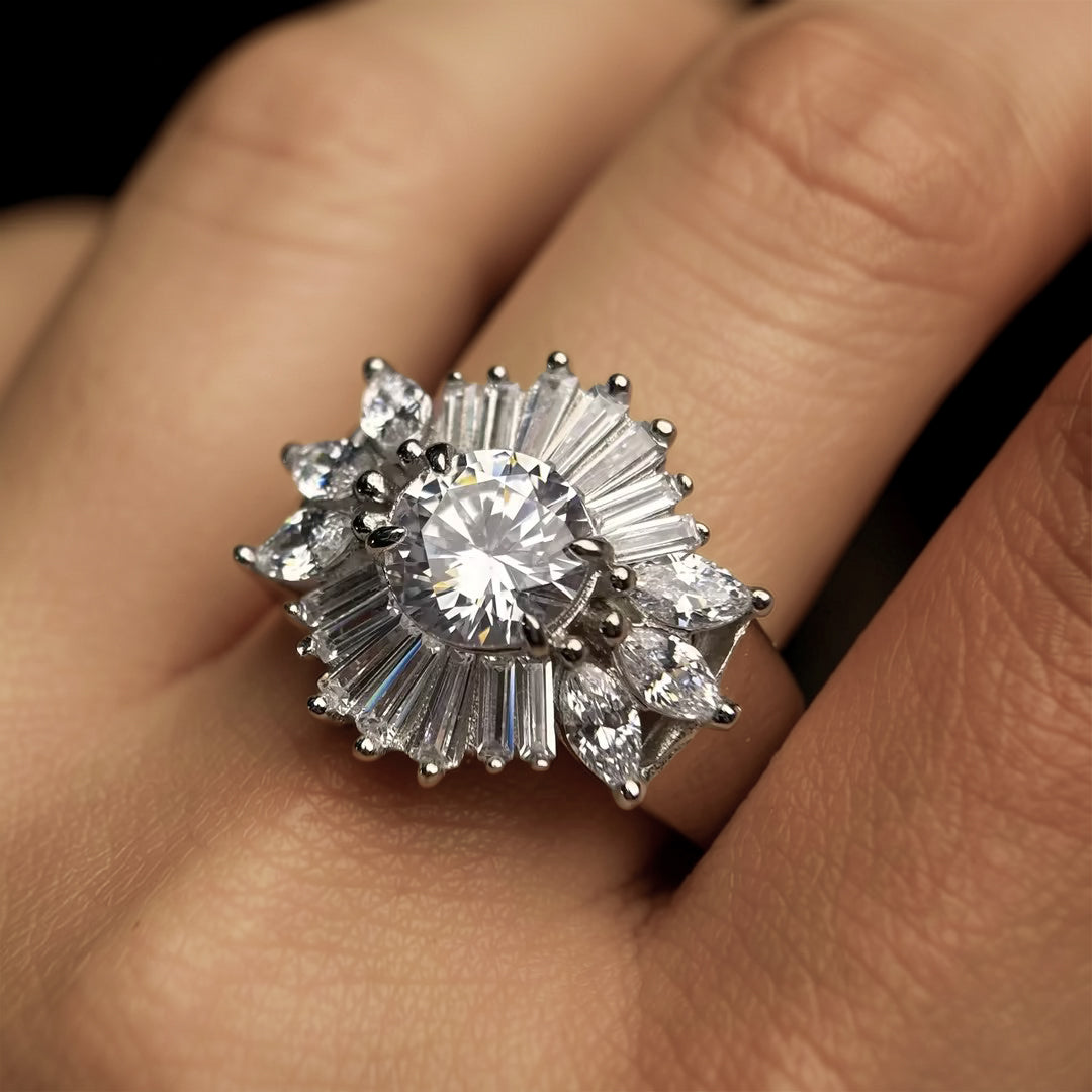 3.0Ctw Multi-Cut Ballerina Engagement Ring-JOSHINY