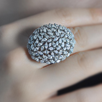 Gorgeous 10 ctw Marquise Cut White Gemstone Cluster Ring -JOSHINY