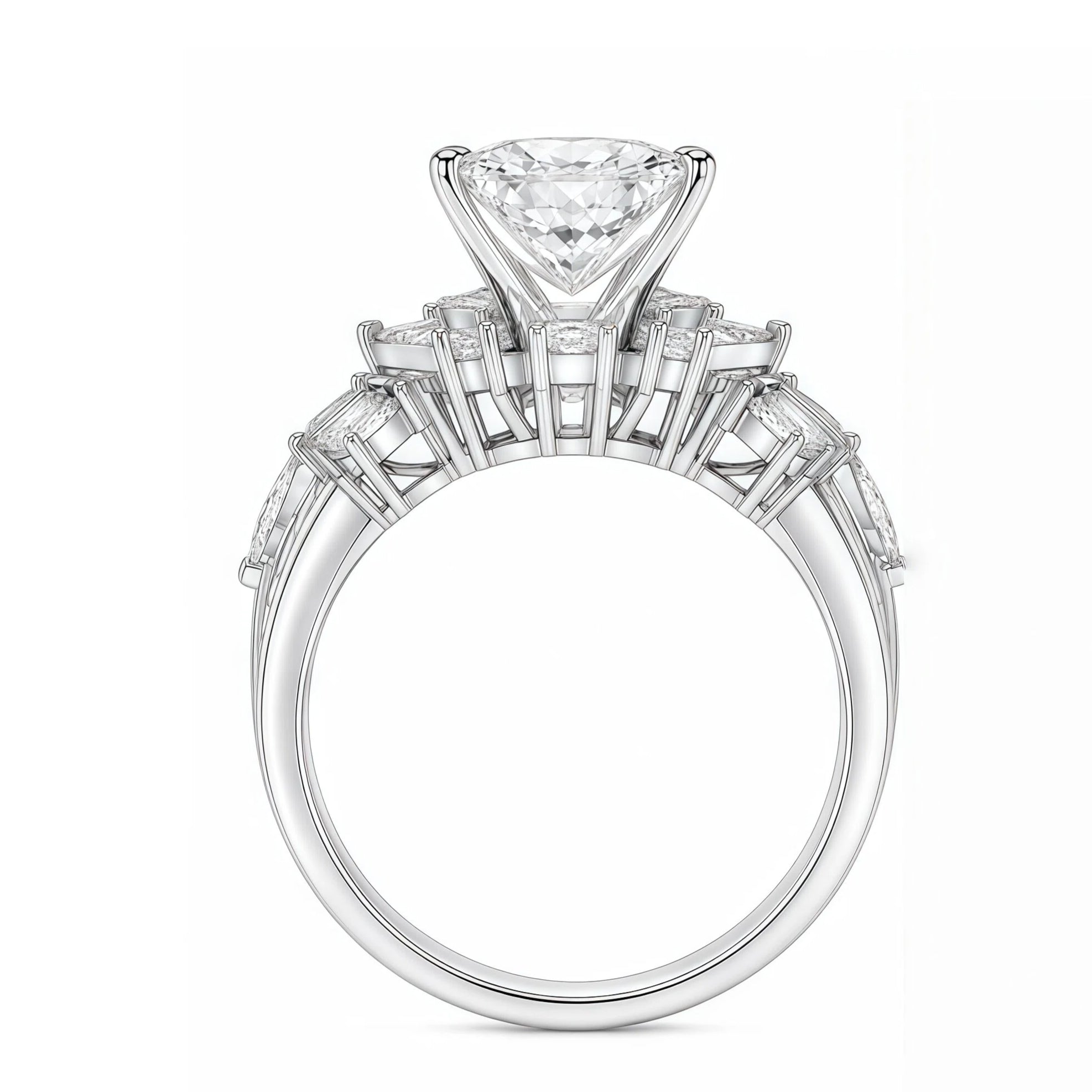 3CTW Oval Cut White Cubic Zirconia Delicate 925 Sterling Silver Engagement Ring-Joshiny