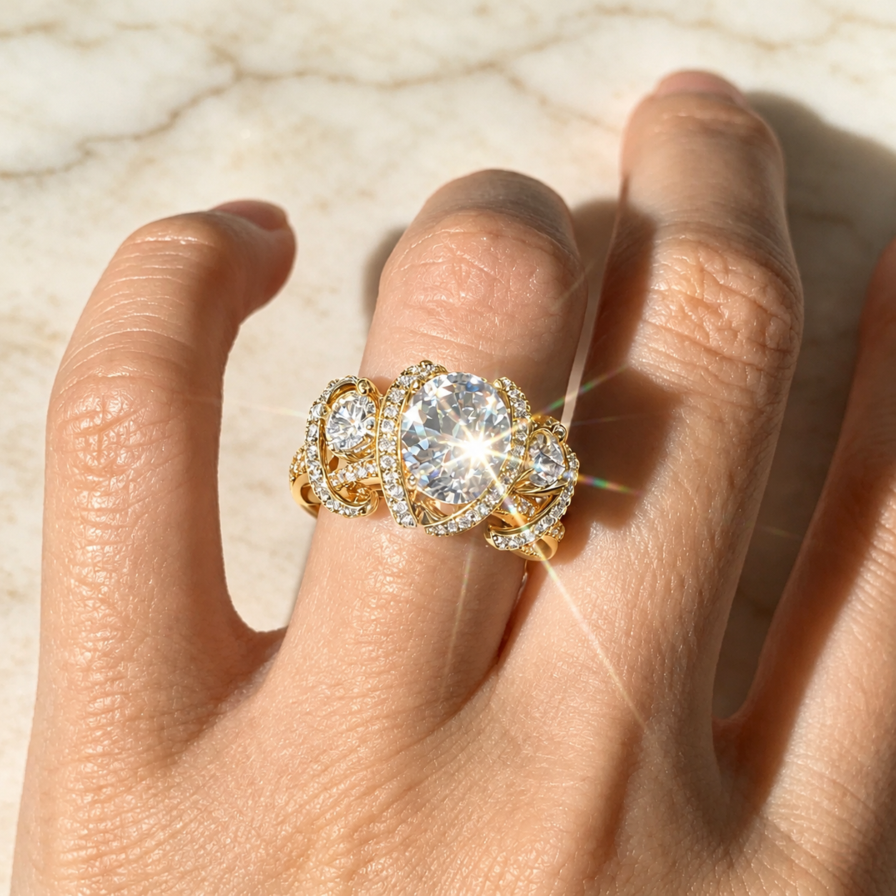 1.5 CTW Round Cut White Cubic Zirconia Romantic 925 Sterling Silver Engagement Ring-JOSHINY
