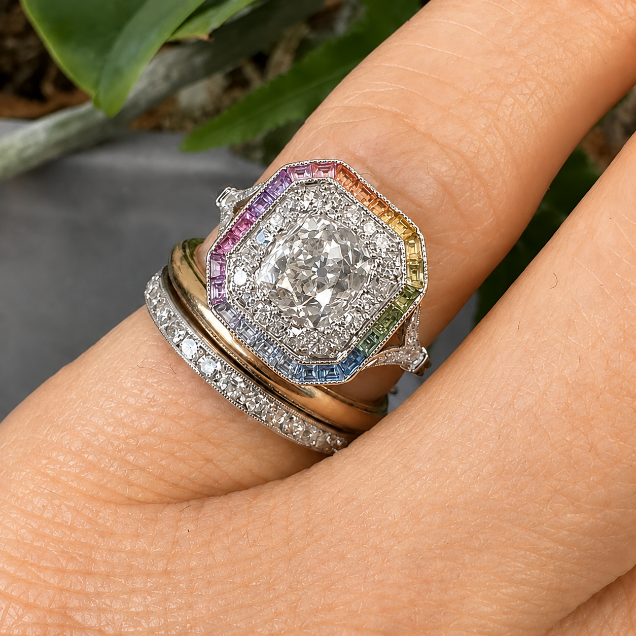 5ctw Eternity Cushion Cut Cubic Zirconia 925 Silver Stackable-rings -JOSHINY