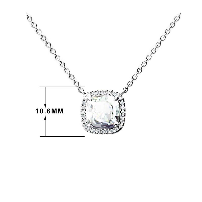 3ct Cushion Cut White Gemstone Cube Necklace