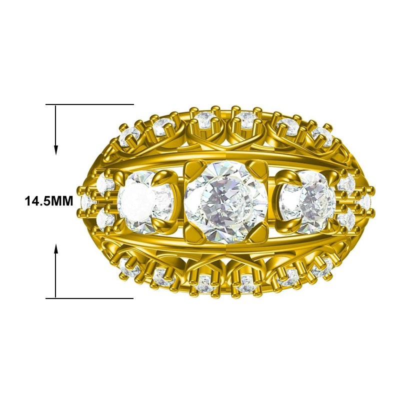 3ct Round Cut Vintage Dome Diamond Ring -joshiny