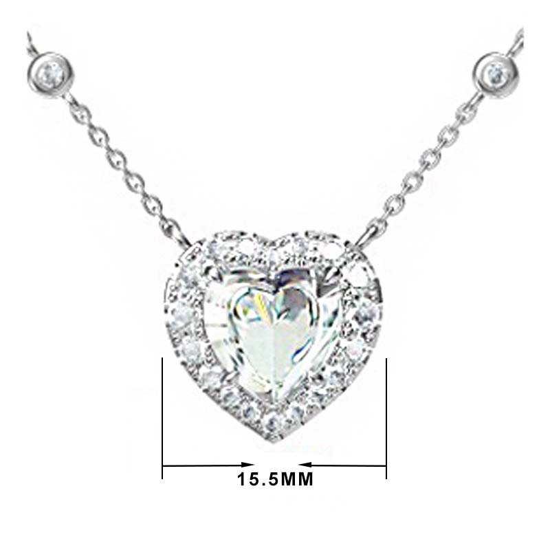 Romantic 6ct Heart Cut White Gemstone Necklace -JOSHINY