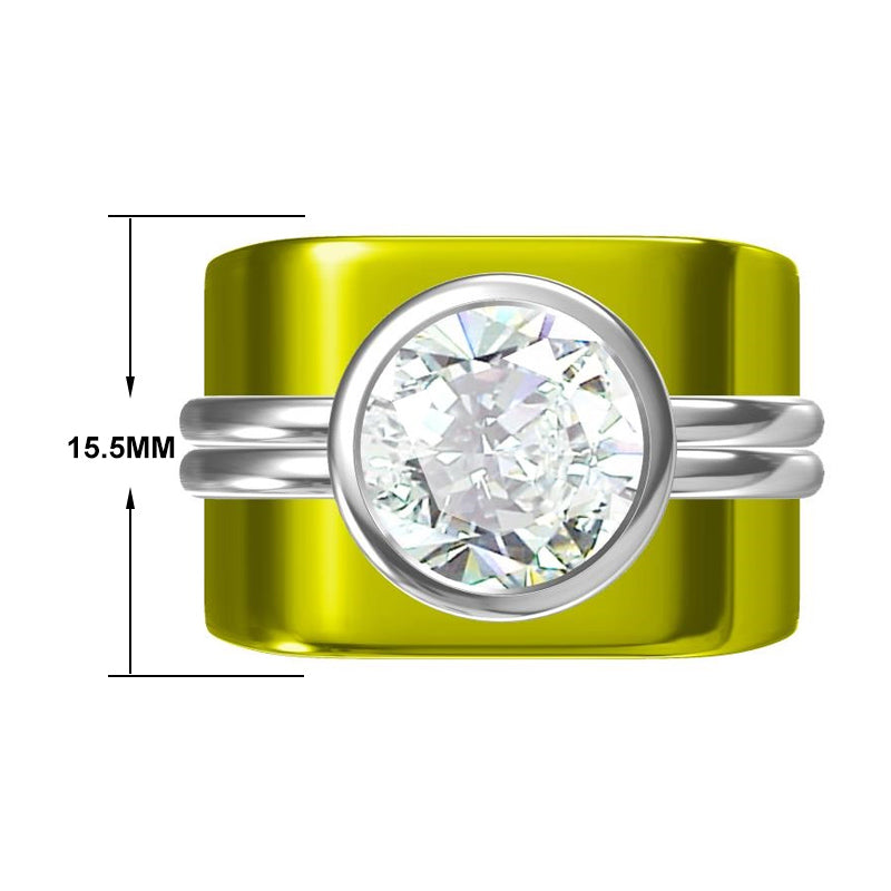 5.2ct Round Cut White Gemstone Wide Shank Cocktail Ring -joshiny