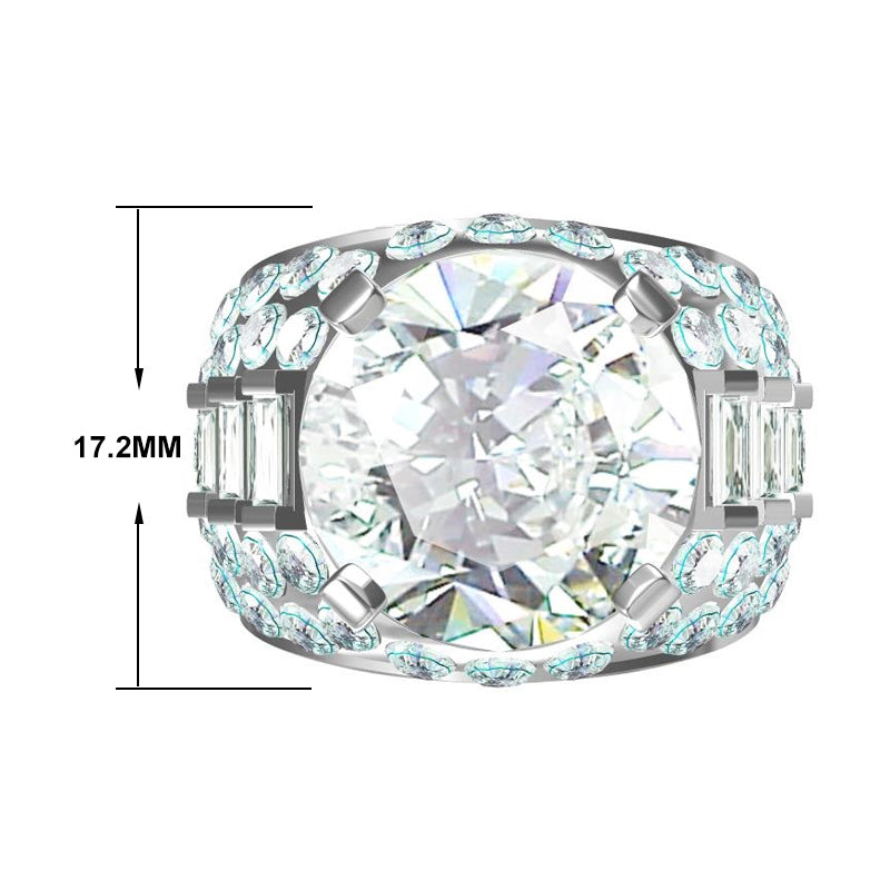 12ct Round Cut Full Set Wide Shank Diamond Engagement Ring -joshiny