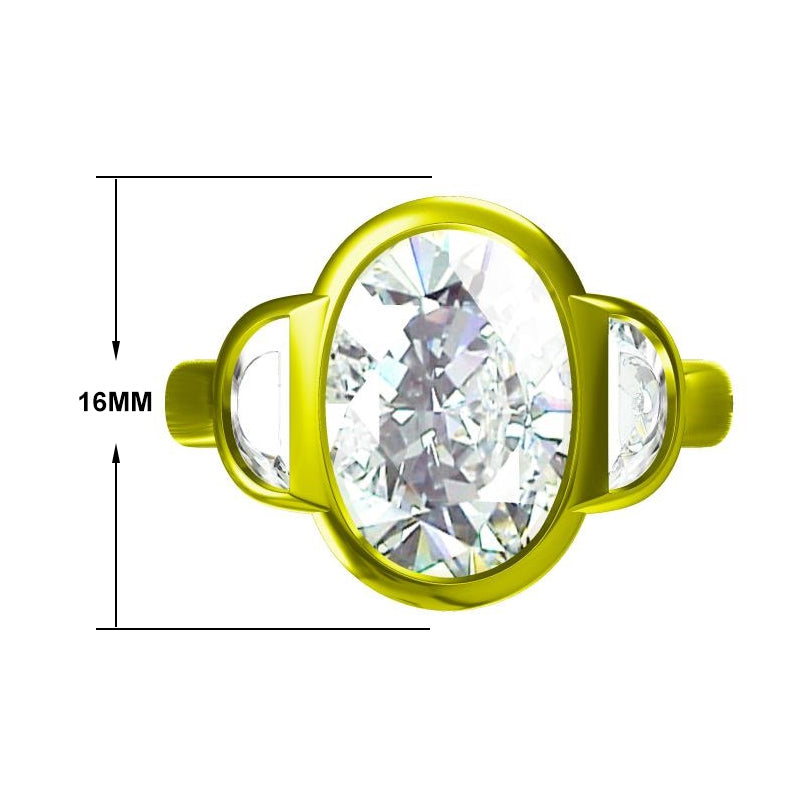 4.5ct oval cut three stone bezel set engagement ring -JOSHINY