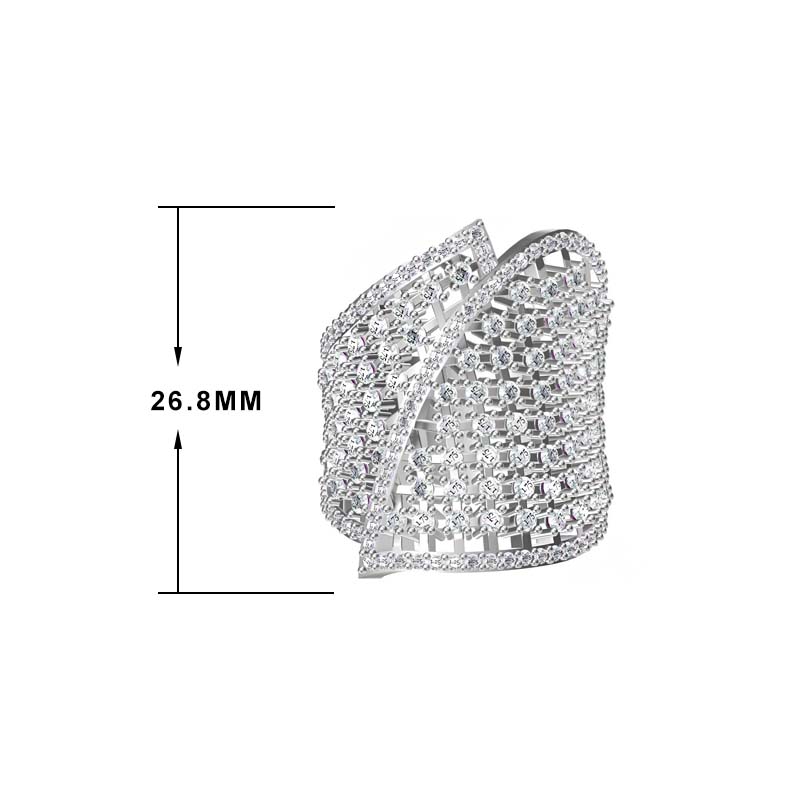 2ctw Round Cut White Gemstone Mesh Fashion Ring -JOSHINY