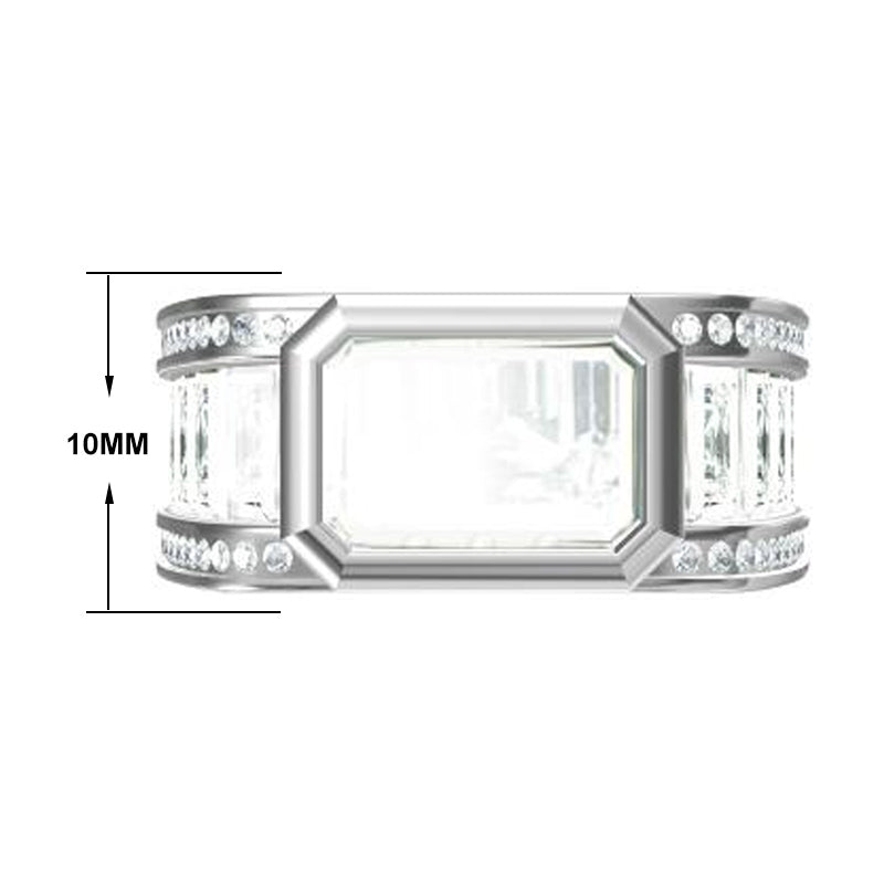 Sparkling Emerald Cut Pave Diamond Engagement Ring -JOSHINY