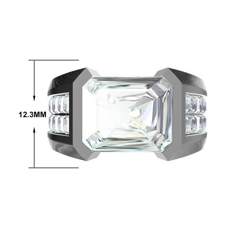 3.0 CT Emerald Cut Bezel Set Wedding Band -JOSHINY